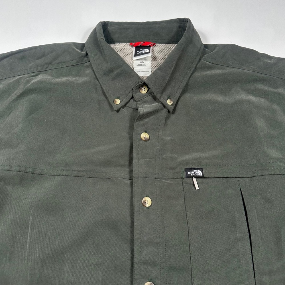 The North Face Syncline Shirt Mens Large Long Sleeve Button Down Crocodile Green